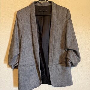 Zara Black and White Herringbone Blazer